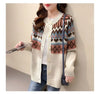 Love Jacquard Long Sleeve Knitting Cardigan Coat Women Autumn Loose O-neck Sweater Office Lady All-match Fashion Knitting Tops