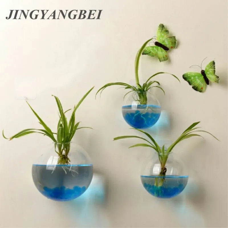 2022 New Hanging Flower Pot Glass Ball Vase Terrarium Wall Fish Tank Aquarium Container Home Decoration 10cm 12cm 15cm