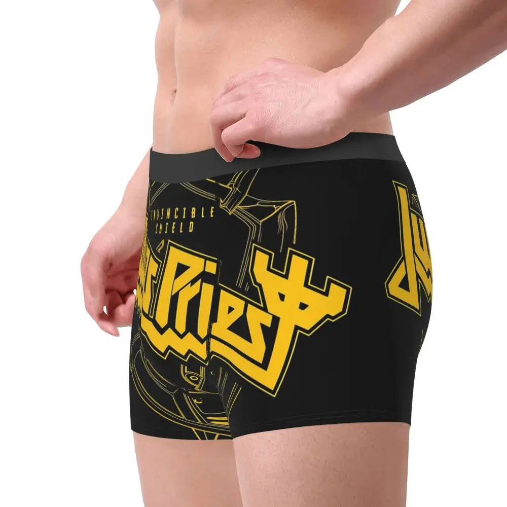 Judas Priest Accessories British Steel Firepower Men Boxer Briefs Breathable Underwear Top Quality Print Shorts Birthday Gifts