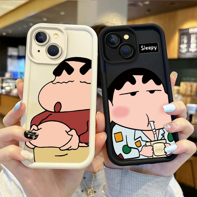 C-Crayon S-ShinChan Cartoon Phone Case For iPhone 15 14 13 12 11 Pro Max 15 14 8 7 6 Plus X XS Max 8 7 6 Silicone Non-Slip Cover