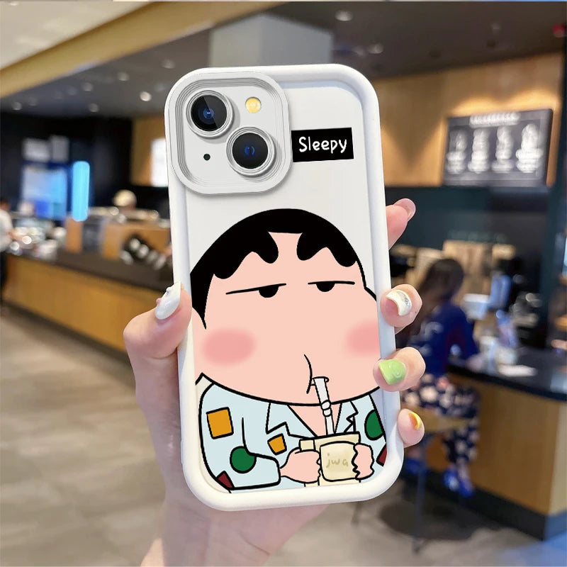 C-Crayon S-ShinChan Cartoon Phone Case For iPhone 15 14 13 12 11 Pro Max 15 14 8 7 6 Plus X XS Max 8 7 6 Silicone Non-Slip Cover