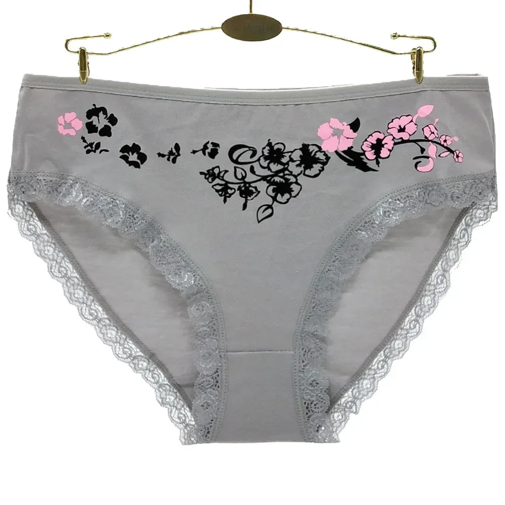 Woman Underwear Plus Size Panties Lace Sexy Underpants Girls Print Cotton Briefs For Women Fashion Female 6 Pcs/set