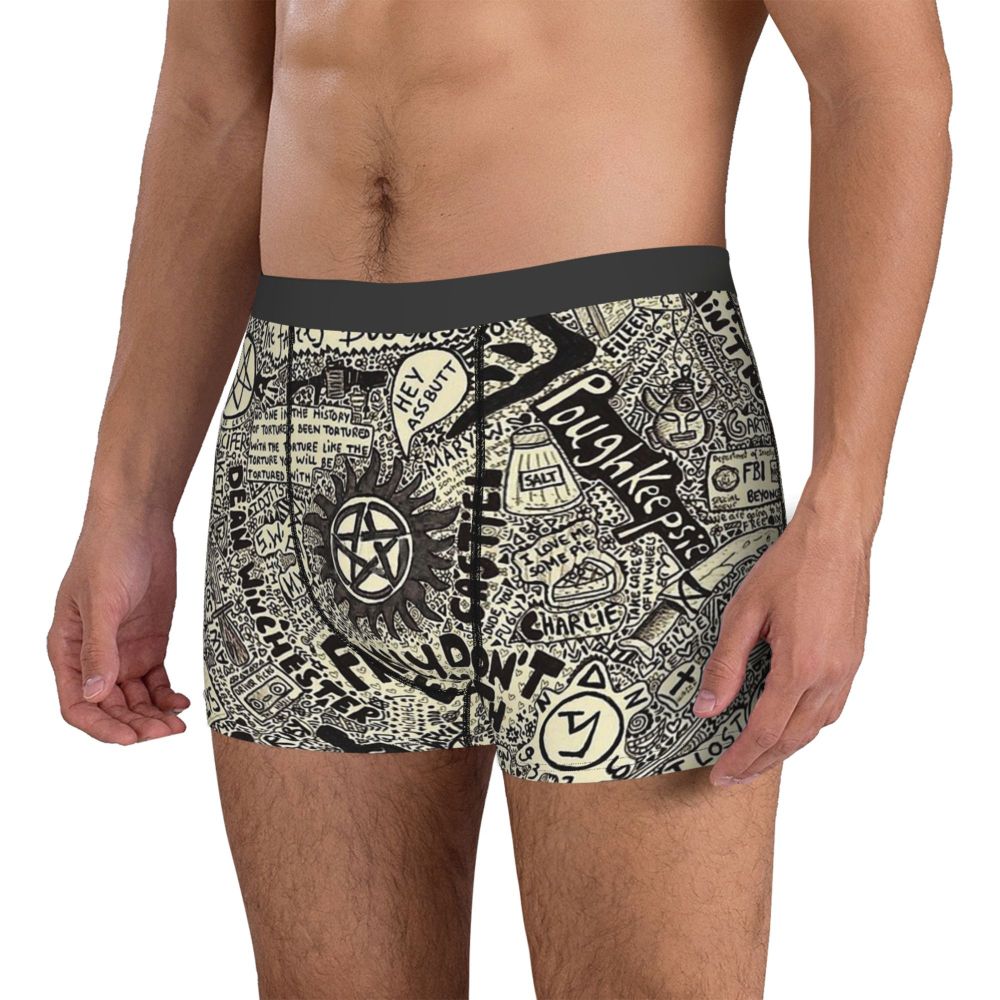 SPN Supernatural Underpants Homme Panties Man Underwear Print Shorts Boxer Briefs