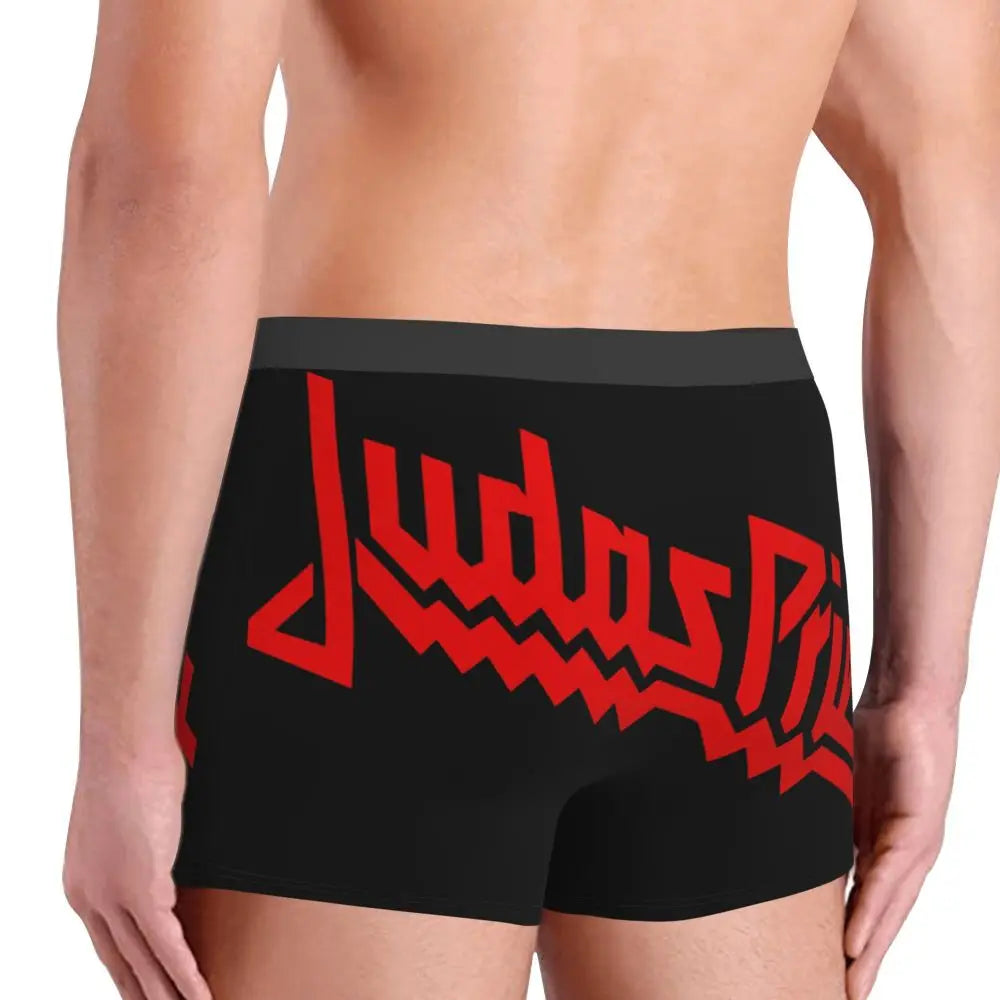Judas Priest Accessories British Steel Firepower Men Boxer Briefs Breathable Underwear Top Quality Print Shorts Birthday Gifts