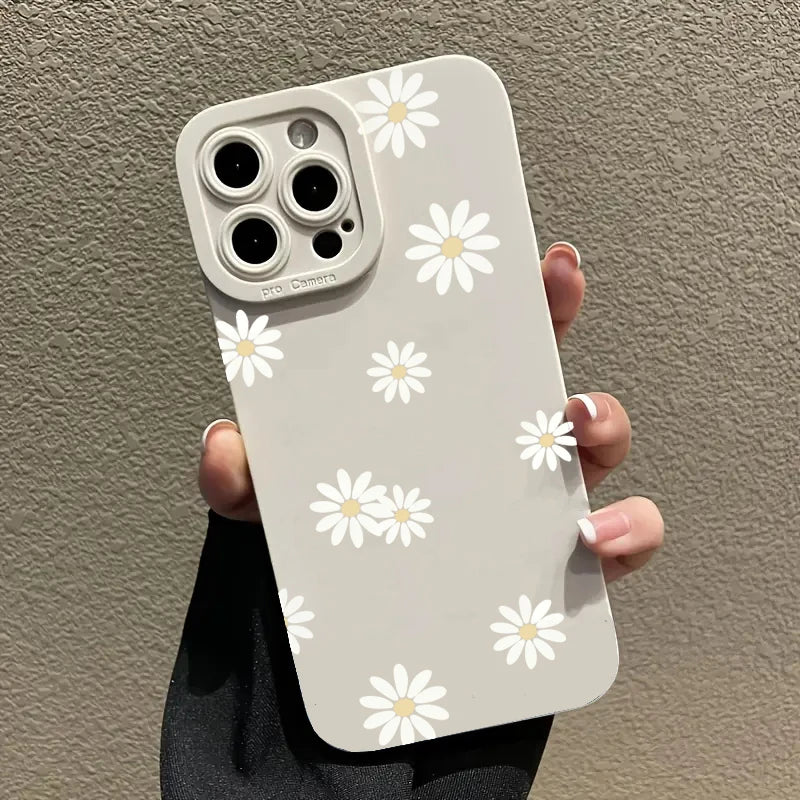 Daisy Graphic Printed Phone Case For iPhone 13 11 12 14 15 16 Pro Max Plus XR 8 7 Plus SE 2022 X XS Max Soft Matte Cover