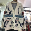 Fall Women Clothing Cute Cartoon Cat Crochet Floral Cardigan Oversized Outwear Korean Knit Sweater Coat Pull Femme