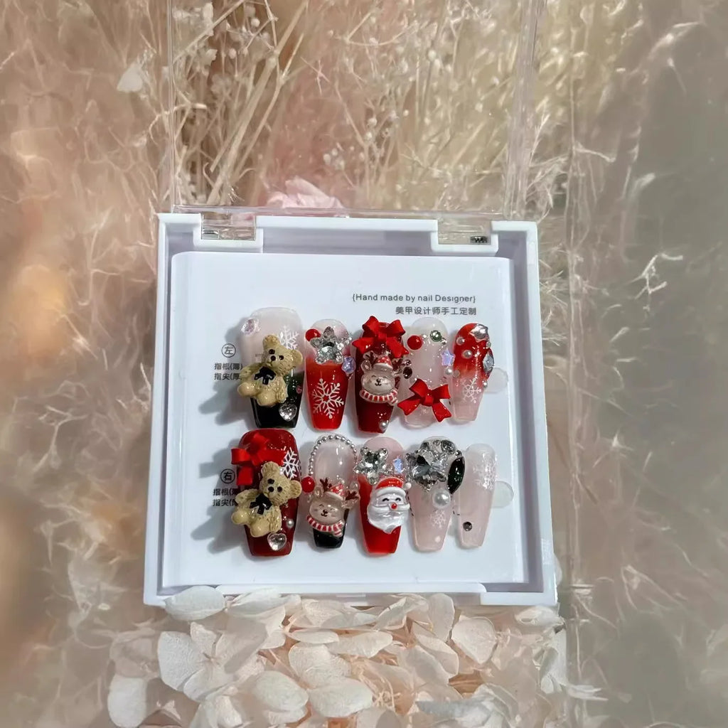 Handmade Manicure Christmas New Year's Year Elements Removable Reproducible Reproducible Manicure Nail Patch