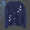 Winter Midnight Navy Blue Knitted Cardigans Women Spring Y2k Casual Star Embroidery Single Breasted XS-5XL Sweaters Dropshiping