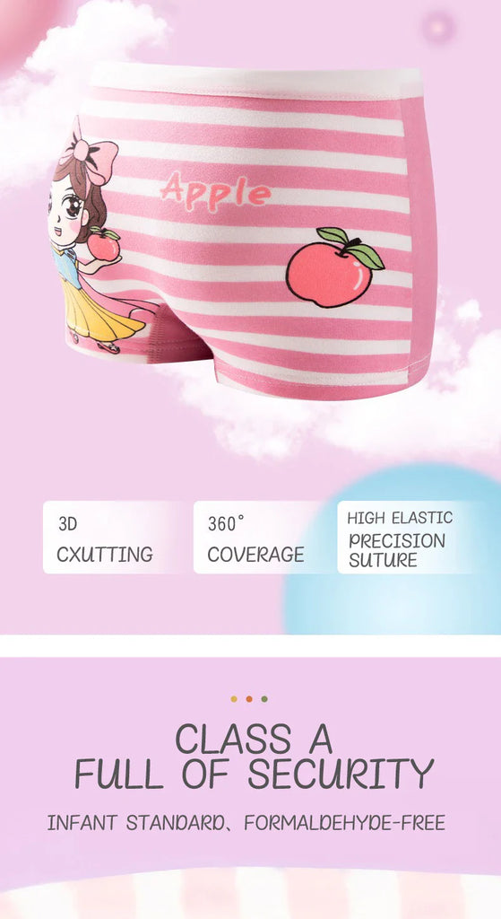 4pcs Little Girl Boxers Panties Toddler Girls Cute Cartoon Printing Boyshorts Underwear Pink Children Girl Underpants 1-14 Years