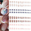 New 24Pcs French White Pink Gradient Fake Nail Short Square False Nails Press On Wearable Full Cover Acrylic Reusable Nail Tips