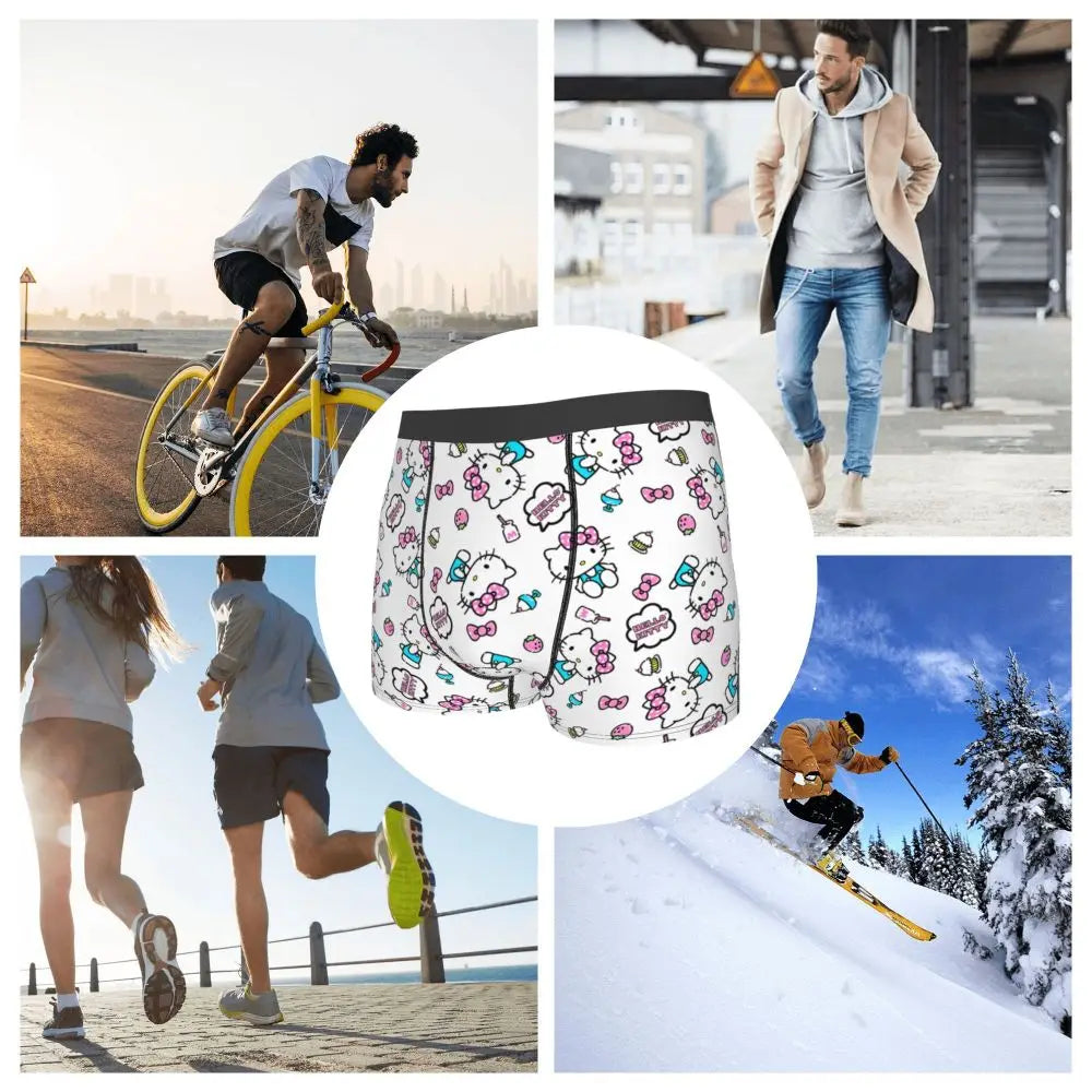 Custom Male Cool Hello Kitty Men Underwear Boxer Briefs Soft Shorts Panties Underpants