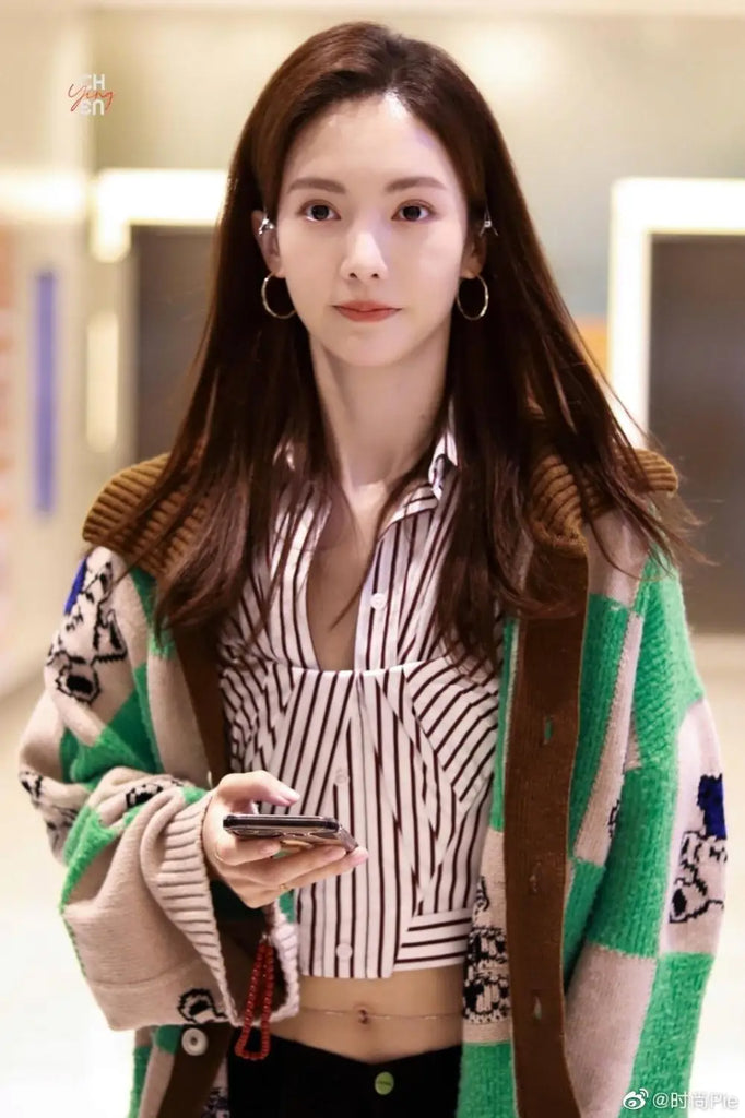 Bear Print Cardigan Women Korean Style Kawaii Plaid Sweater Knitted Jumper Fashion Polo Collar Coat Autumn Spring Female Tops