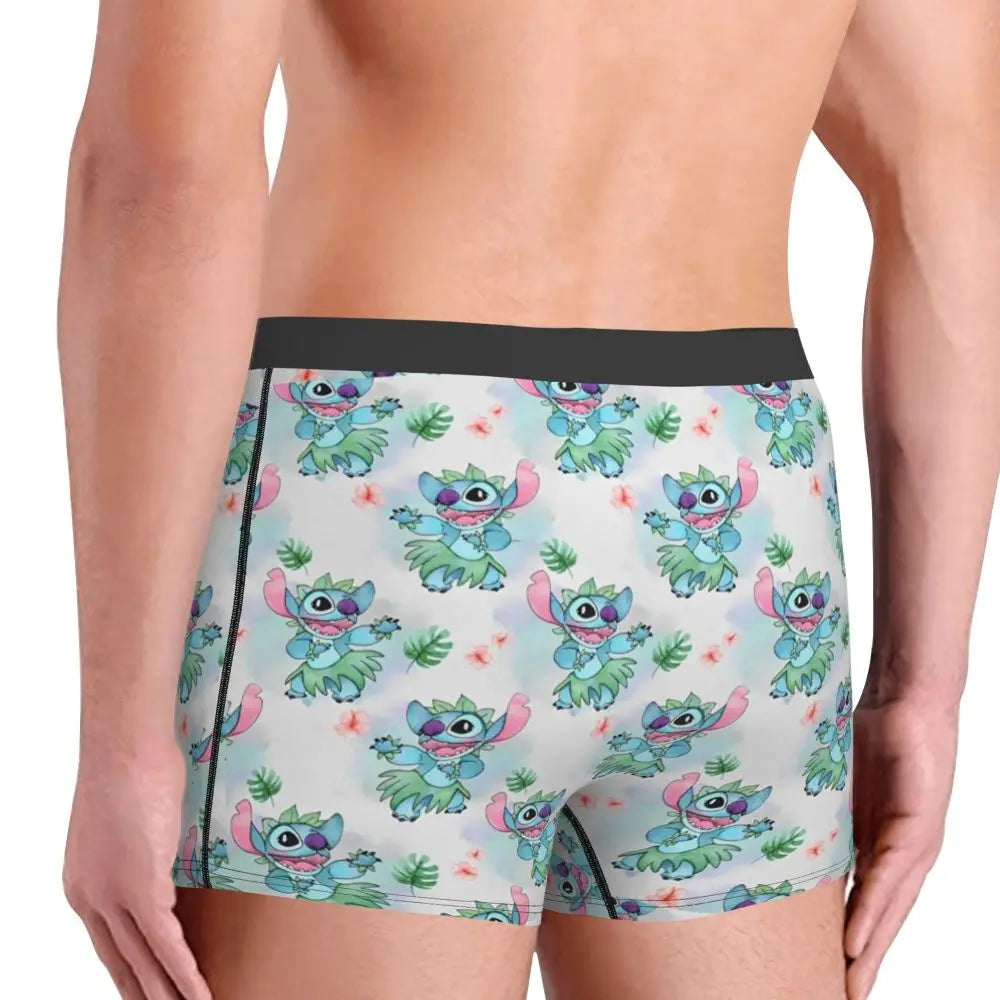 Boxer Lilo & Stitch Angel Love Alternative Shorts Panties Briefs Men Underwear Cartoon Cute Breathable Underpant Homme Plus Size