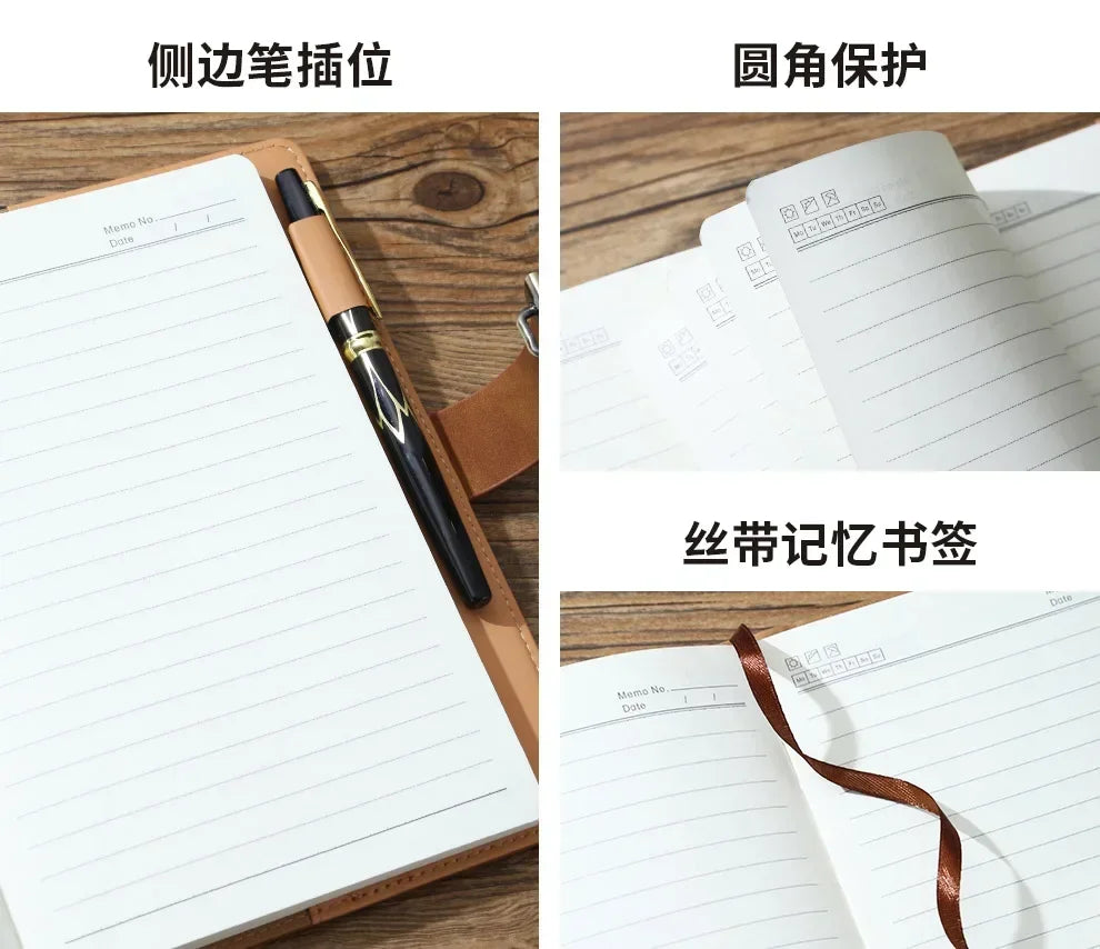 A5 Password Notes Diary Book with Lock Retro PU Leather Notebooks Simple Elk Print Notepad Girls Private Secret Diary Books