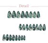 Dark Green Halo Dyeing Almond Nail Art Chinese Style False Nails Fashion Detachable Finished Fake Nails Press on Nails with Glue