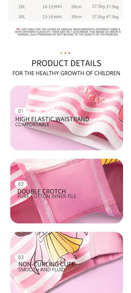 4pcs Little Girl Boxers Panties Toddler Girls Cute Cartoon Printing Boyshorts Underwear Pink Children Girl Underpants 1-14 Years