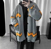 Knit Cardigan Man Black Sweater for Men Contrasting Colors Coats Loose Designer Top Korean Reviews Clothes Open Y2k Fit Casual