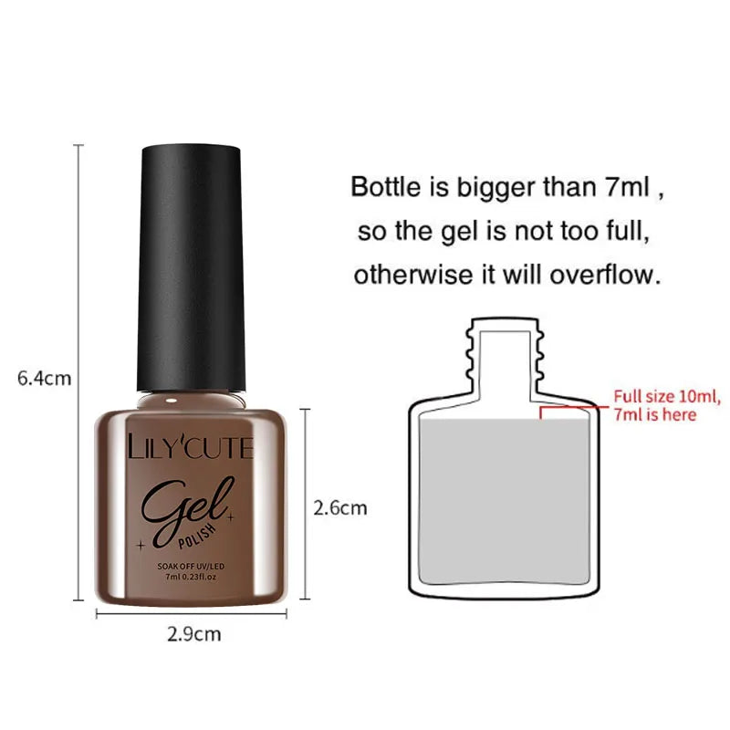 LILYCUTE 7ml Brown Red Purple Nail Gel Polish Coffee Color Series Semi Permanent UV Gel Soak off Nail Gel Varnishes For Nail Art