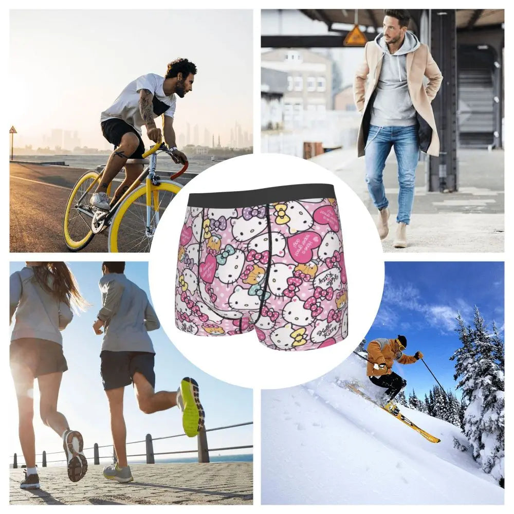 Custom Male Cool Hello Kitty Men Underwear Boxer Briefs Soft Shorts Panties Underpants