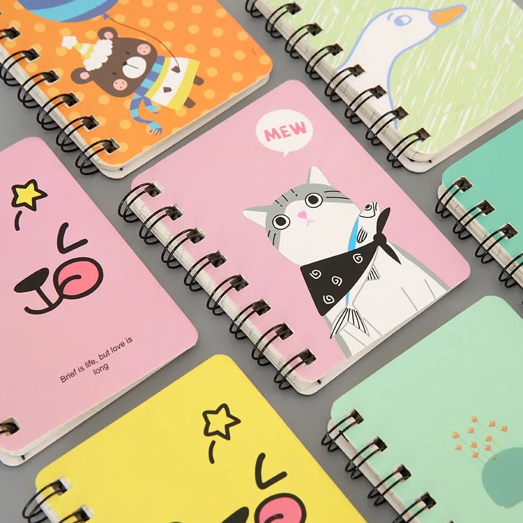 5 Pcs Special Creative Cartoon Cute Thickened Coil Notebook Notepad Portable Student Stationery Book Wholesale Factory