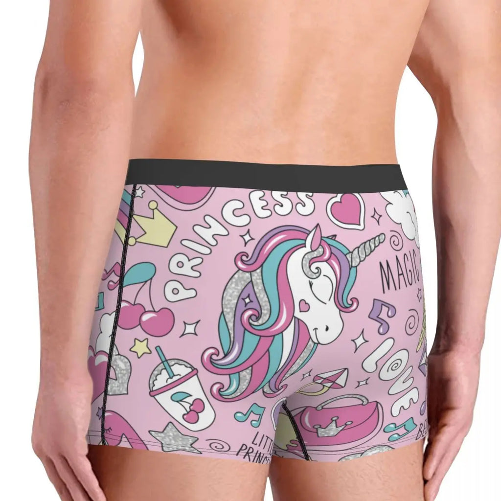 Love Unicorn Princess Mens Underwear Boy Underpants Cotton Panties Shorts Boxer Briefs Men's Underwear Print Gay