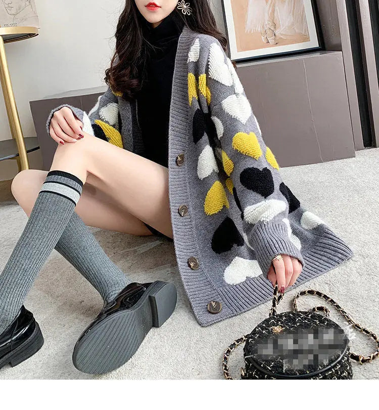 Loose and Lazy Sweater Coat Women's Autumn and Winter Thickened 2023 New Korean Version Versatile Long Knitted Cardigan