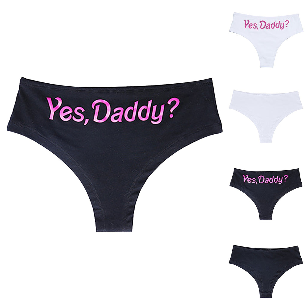 Yes Daddy Letter Printed Women Funny Lingerie G-string Underwear Panties T String Thongs Knickers Underwear Ladies Briefs