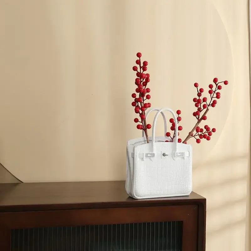 Resin Handbag Vases Creative Flower Vase Elegant Room Ornaments Interior Living Room Decoration with Anti Slip Strip Design