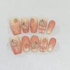 10Pcs Handmade Press on Nails Short Fake Nails with Peach Design Wearable Stick-on Nails False Nail Накладные Ногти Nail Art 네일팁