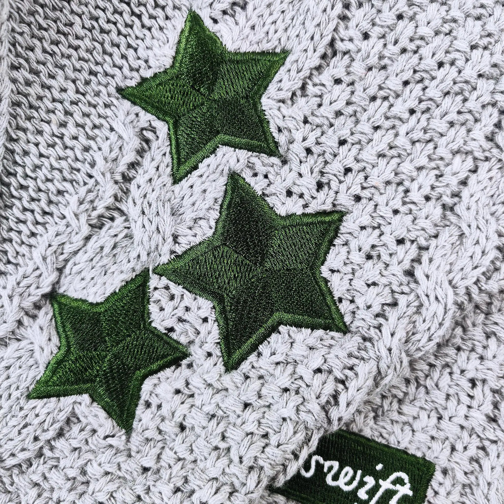 Deeptown Vintage Beige Swift Knit Cardigan Women Y2K College Oversize Star Embroidery Sweater Folklore Knitted Jumper Korean