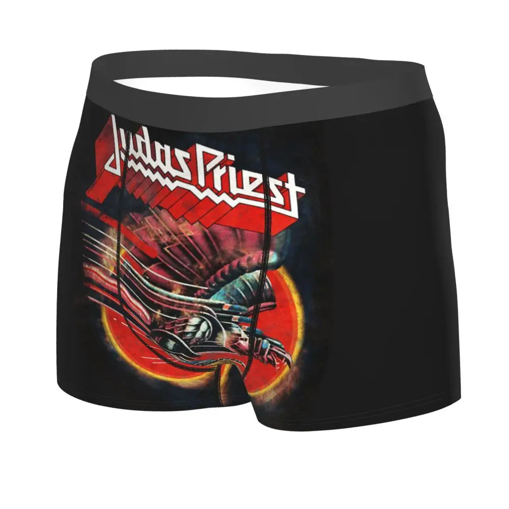 Judas Priest Accessories British Steel Firepower Men Boxer Briefs Breathable Underwear Top Quality Print Shorts Birthday Gifts