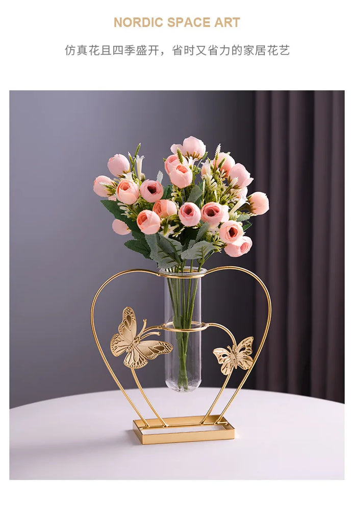 Home fake flower decorations, living room desktop, artificial flower arrangement, dining table,  vase ornaments, decorations.