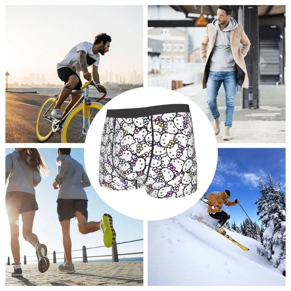 Custom Male Cool Hello Kitty Men Underwear Boxer Briefs Soft Shorts Panties Underpants