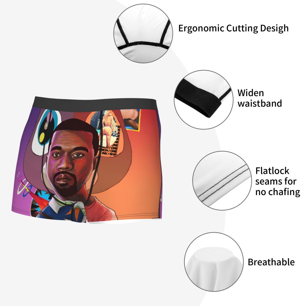 Custom Funny Kanye West Meme Boxer Shorts For Men 3D Print Sexy POP Rapper Underwear Panties Briefs Soft Underpants