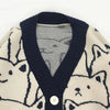 Harajuku Cartoon Cat Cardigan Sweater Men Streetwear Pattern College Knitwear Casual Knitted Japanese Knit Jacket Women Unisex