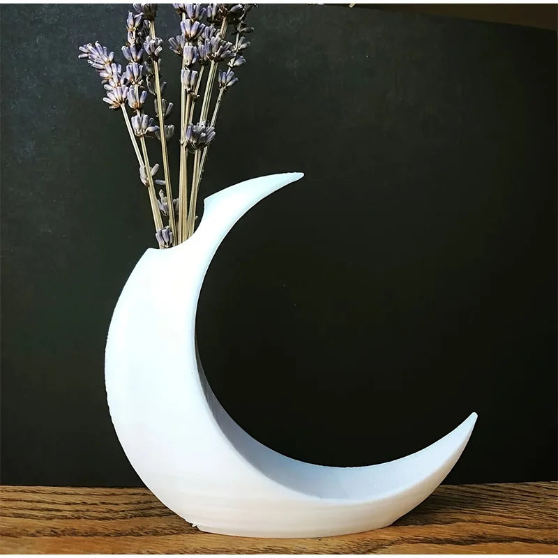 3D Printed Dried Flowers Vase Artificial Flower Pot Arrangement Gothic Moon Vase for Home Decor Creative Gift Desktop Ornament