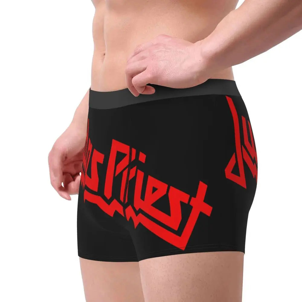 Judas Priest Accessories British Steel Firepower Men Boxer Briefs Breathable Underwear Top Quality Print Shorts Birthday Gifts