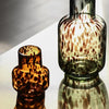 1PCS glass amber leopard print hydroponic vase creative retro apartment desktop decoration ornament living room decoration