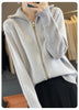 100% Pure Wool Stand Collar, Wool Zipper Cardigan, Lazy Style, 2024 autumn/winter New item, Women's Wool Sweater, Jacket