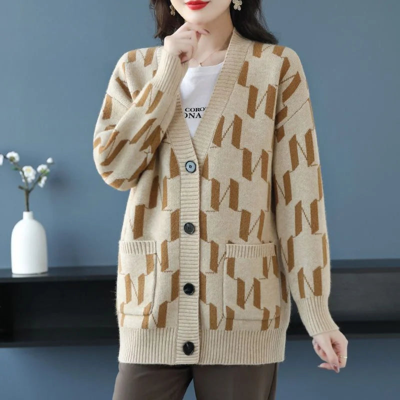 2024 Spring Autumn New Knitted Coat Women Korean Joker Loose Cardigan Long Sweater Slim Fashion Jacket Ladies Sweater Tops 5XL