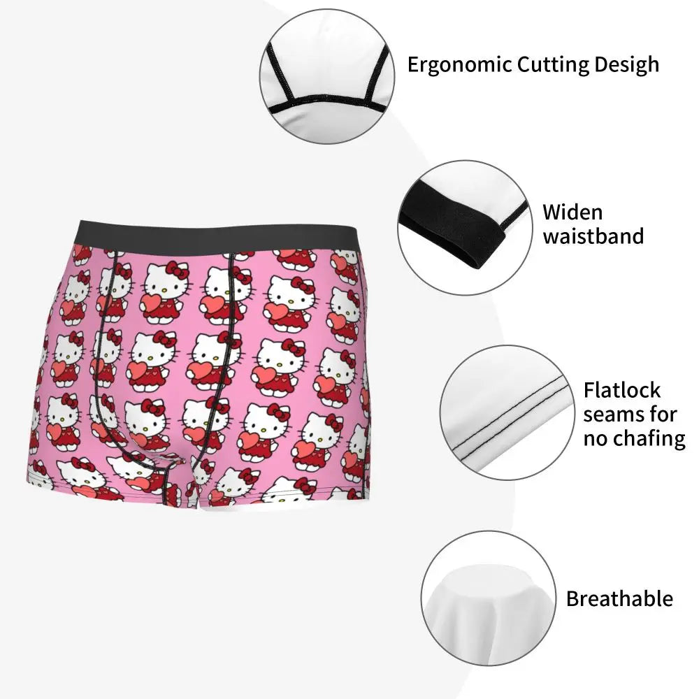 Custom Male Cool Hello Kitty Men Underwear Boxer Briefs Soft Shorts Panties Underpants
