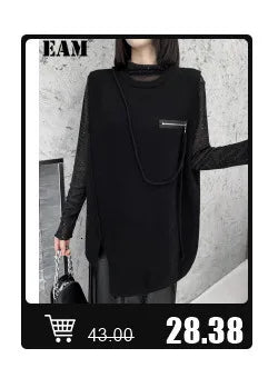 [EAM] Gray Buckle Big Size Pocket Knitting Cardigan Sweater V-Neck Long Sleeve Women New Fashion Tide Spring Autumn 2024 7AB1714