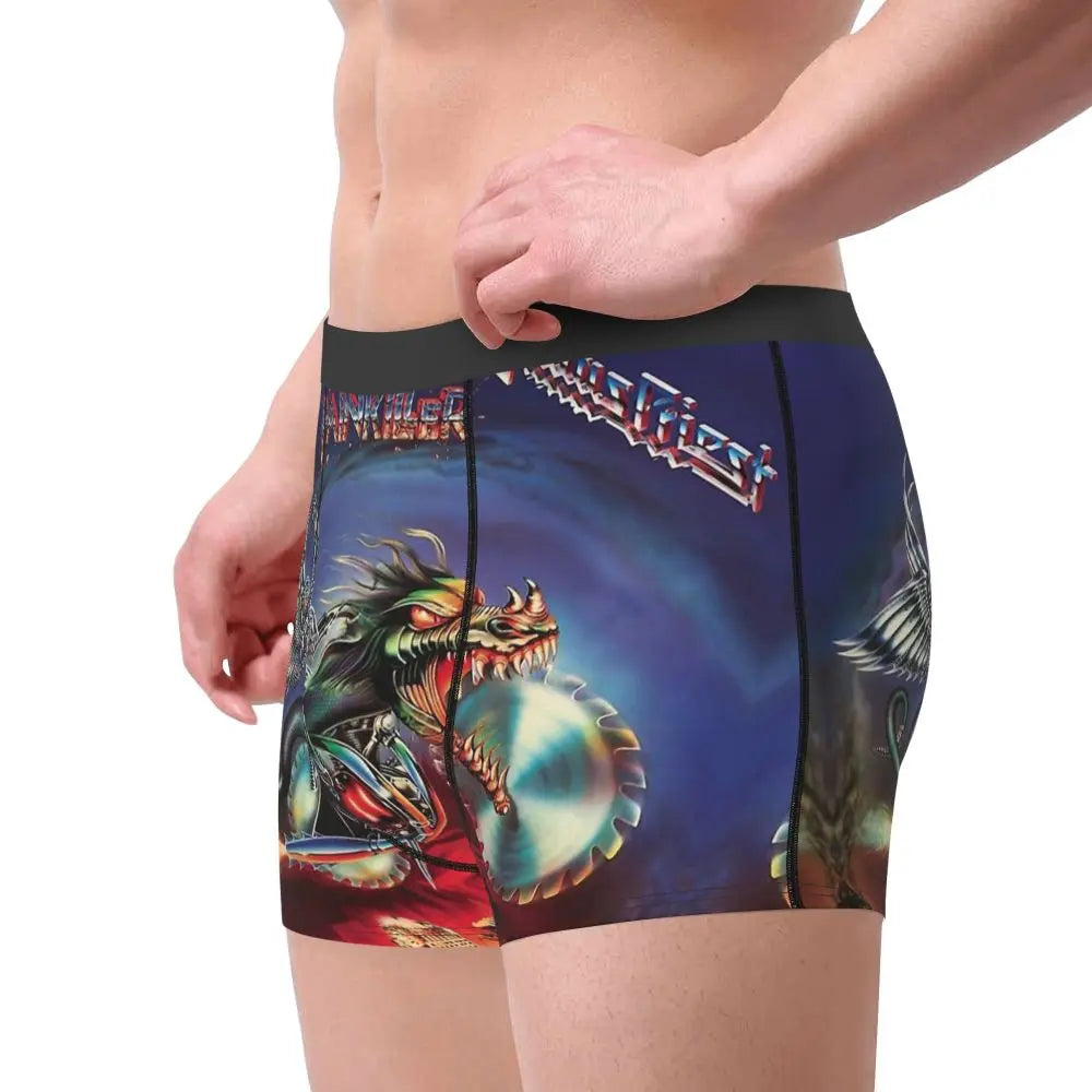 Judas Priest Accessories British Steel Firepower Men Boxer Briefs Breathable Underwear Top Quality Print Shorts Birthday Gifts