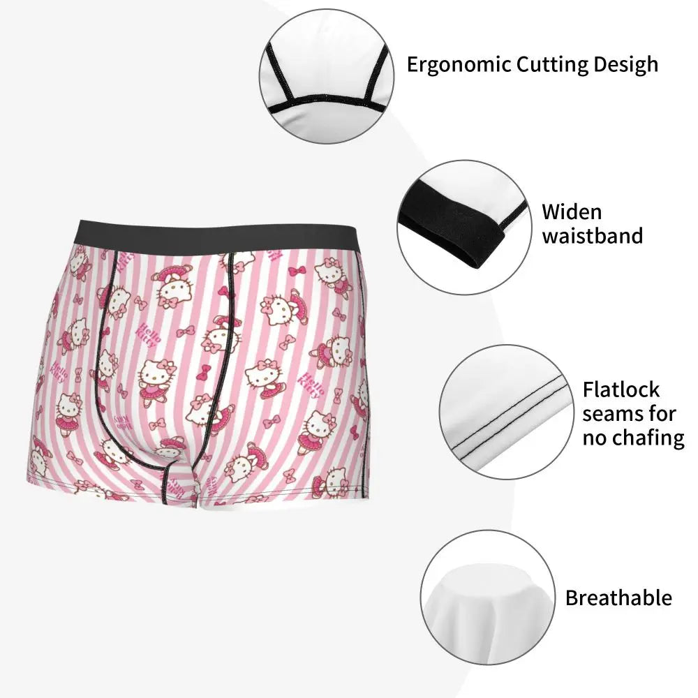 Custom Male Cool Hello Kitty Men Underwear Boxer Briefs Soft Shorts Panties Underpants