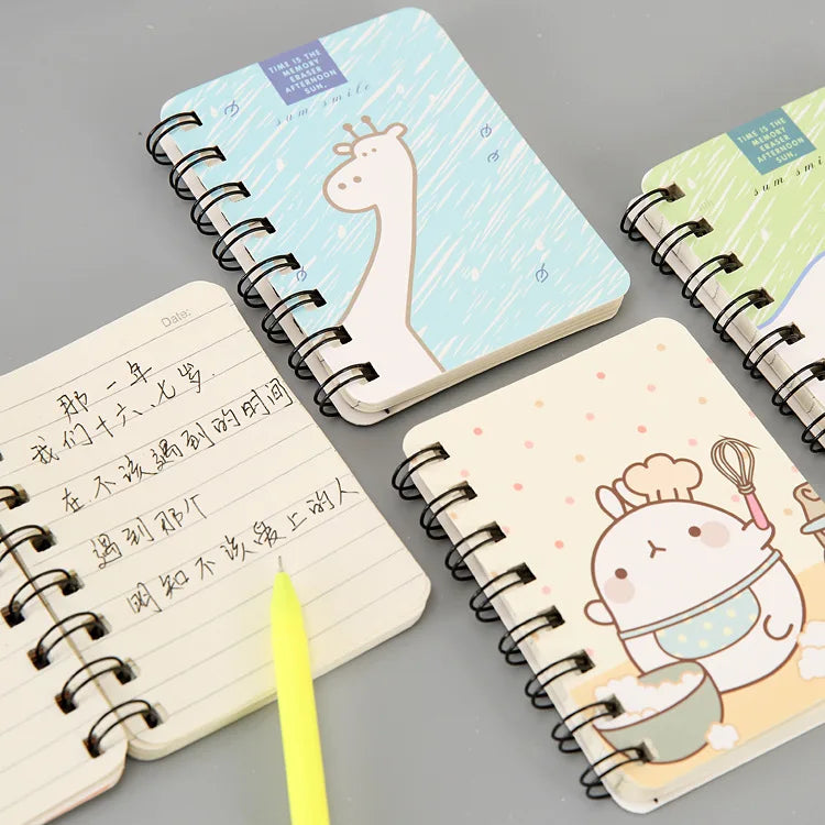 5 Pcs Special Creative Cartoon Cute Thickened Coil Notebook Notepad Portable Student Stationery Book Wholesale Factory