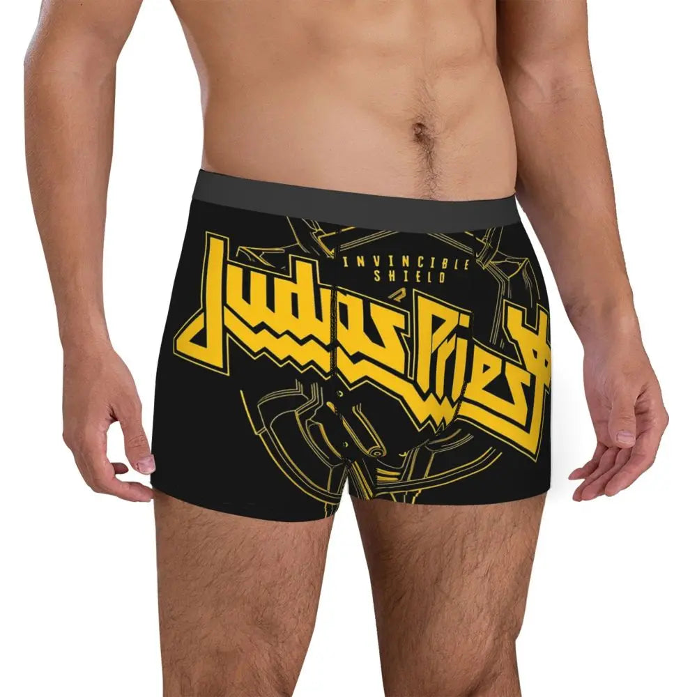 Judas Priest Accessories British Steel Firepower Men Boxer Briefs Breathable Underwear Top Quality Print Shorts Birthday Gifts