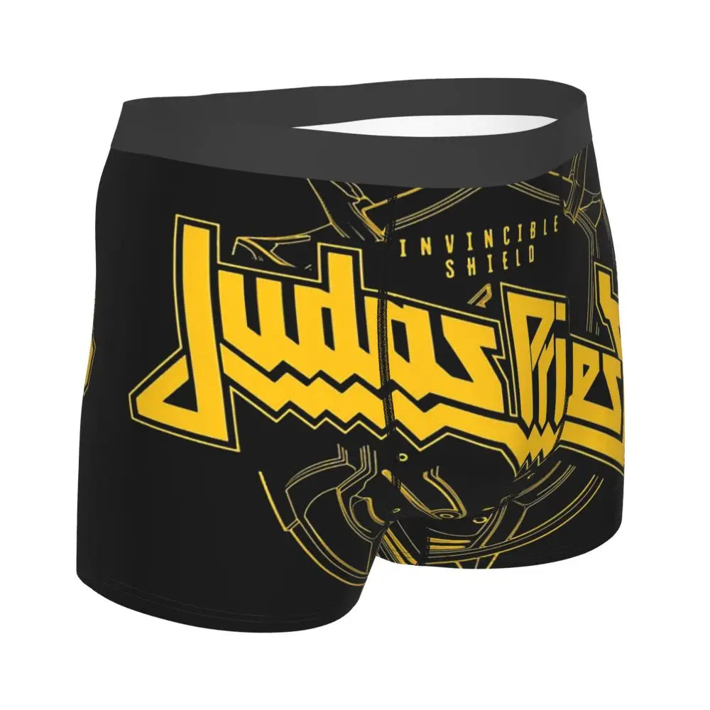 Judas Priest Accessories British Steel Firepower Men Boxer Briefs Breathable Underwear Top Quality Print Shorts Birthday Gifts