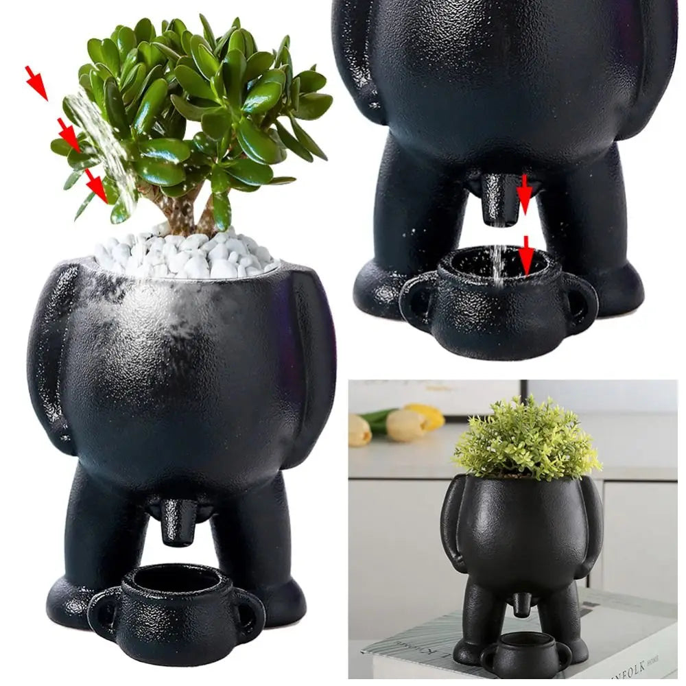 Resin Funny Flowerpot Piss Pot Shape Creative Human Shaped Peeing Plant Pot With Drainage Holes Figure Vases