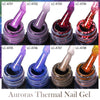 LILYCUTE Color Changing Auroras Thermal Gel Nail Polish Nude Purple Glitter Sparking Long Lasting Manicure Nails Art Gel Varnish