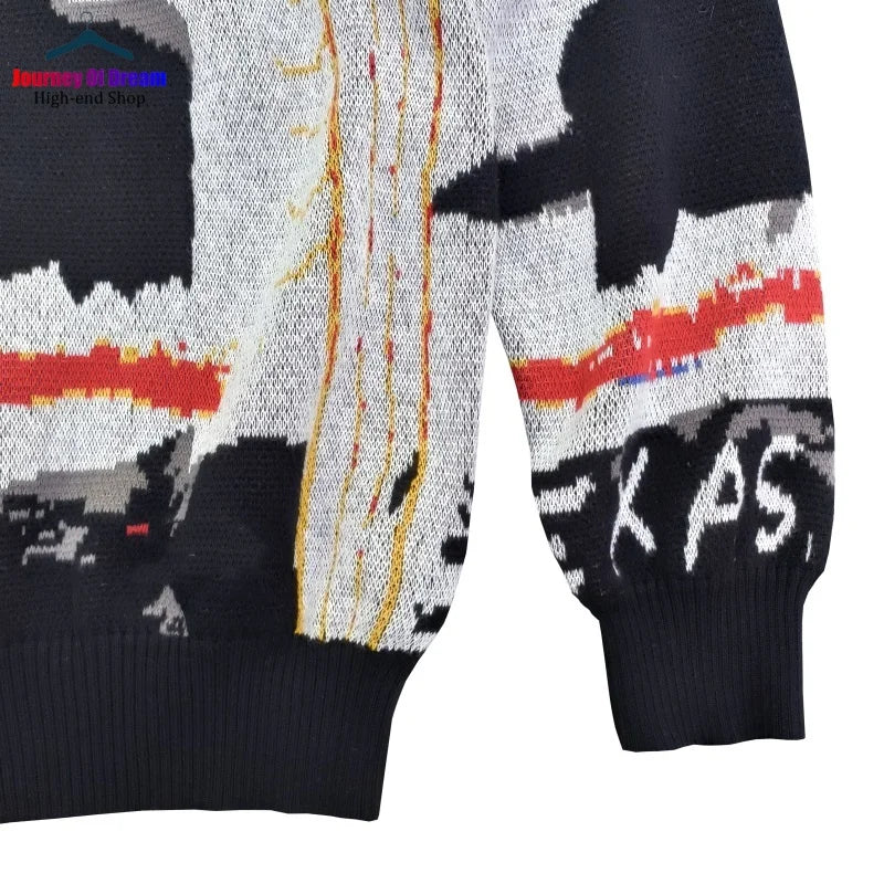 Trend High Street Leopard Print Cotton V-Neck Knit Cardigan Men's Women's Best Quality Casual Sweater